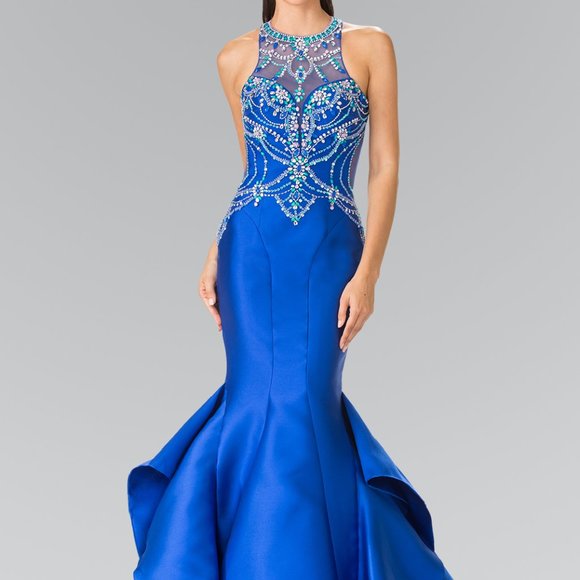 Classy Mermaid Halter Neckline Sequin Floor Length Evening Dress Prom Dresses